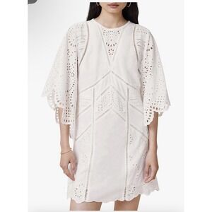 Allsaints luci dress in snow white size US‎ 8 Eyelet Flare Sleeves